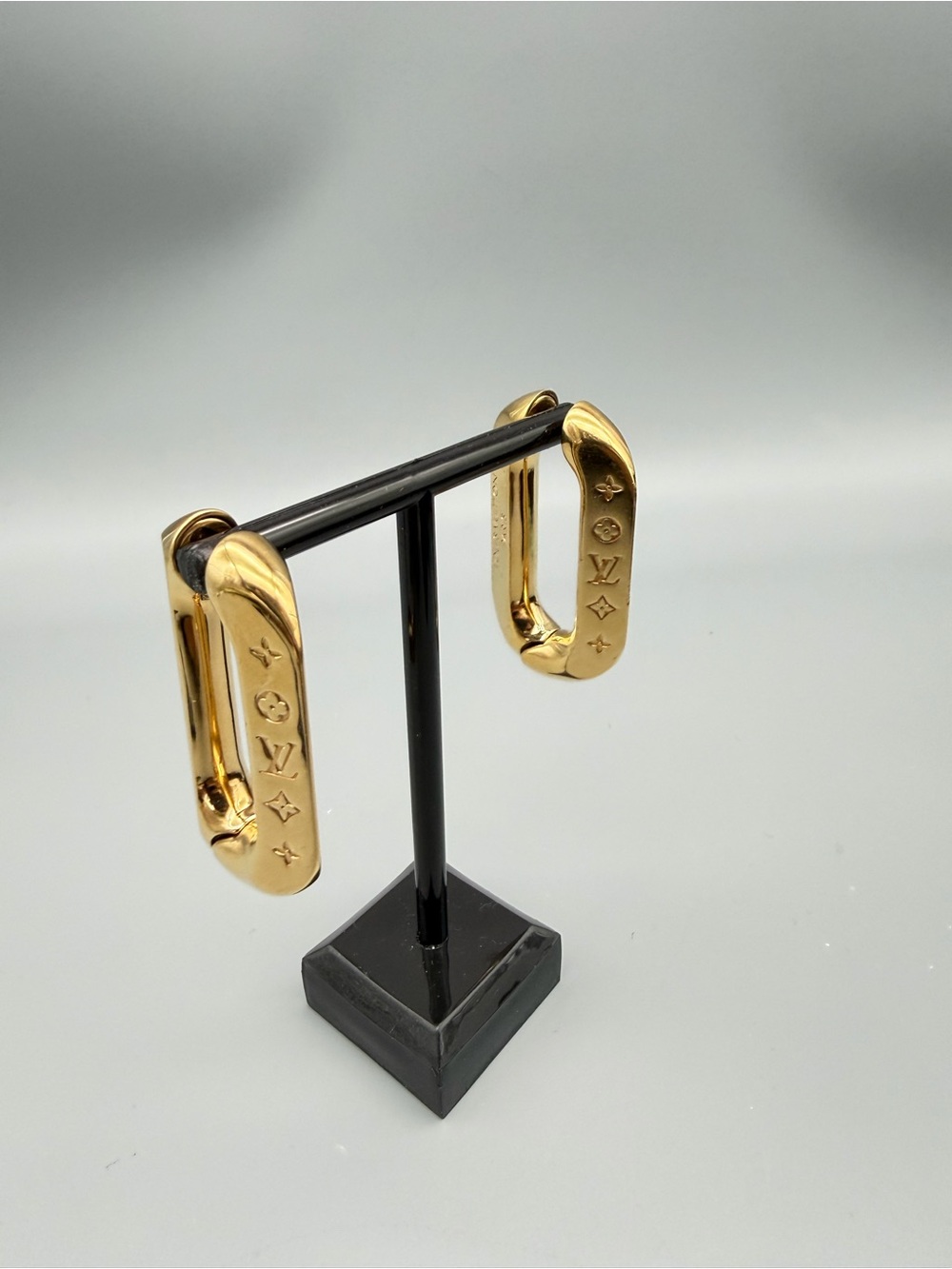 Louis Vuitton The Edge Gold-Plated Logo Hoop Earrings - Women's Accessories